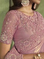 Pink Shimmer Satin Silk Saree